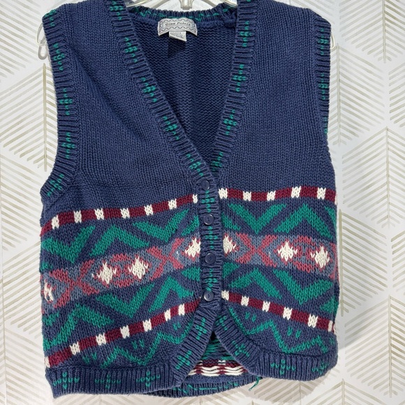 Gina Peters Sweaters - Vintage 90s Gina Peters Womens Blue Preppy Cottagecore Sweater‎ Vest Sz S